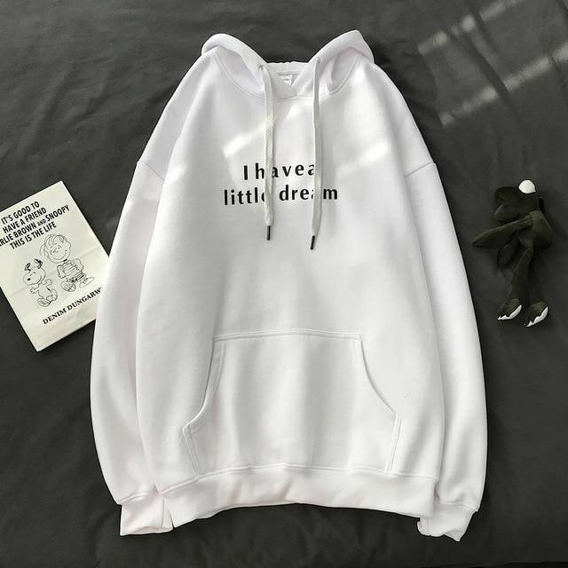 Tq88indonesia Fashion Baju Switer Wanita Terbaru /  LITTLE DREAM FLEECE HOODIE SWEATER / Busana Casual Cewek / Sweater Topi  Fashion / Ootd Kekinian