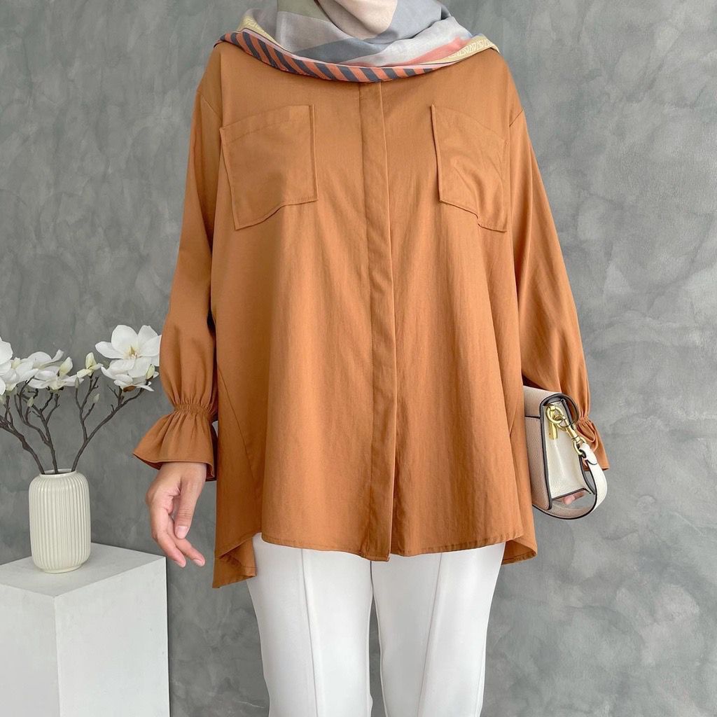 BEFAST - ZFS Blouse TIAR Rayon Diamond / AVO RAYON / HEM Lengan Panjang Wanita / Pakaian Casual Wanita / Kemeja Polos Formal / Fashion Wanita Kerja / Outift Wanita Hijab