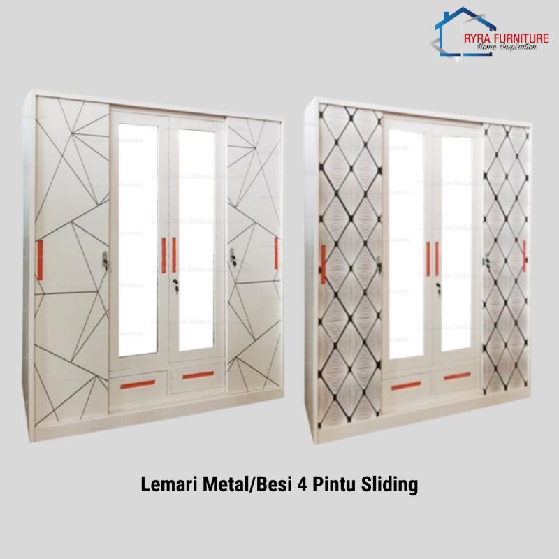 LEMARI PAKAIAN 4pintu/LEMARI PAKAIAN BESI/LEMARI METAL PINTU GESER/LEMARI BESI 4 PINTU - IMPORT
