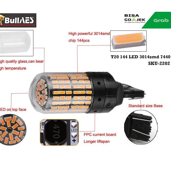 Top Limited Lampu LED T20 7440 144 LED Superbright Bullaes Nonflash