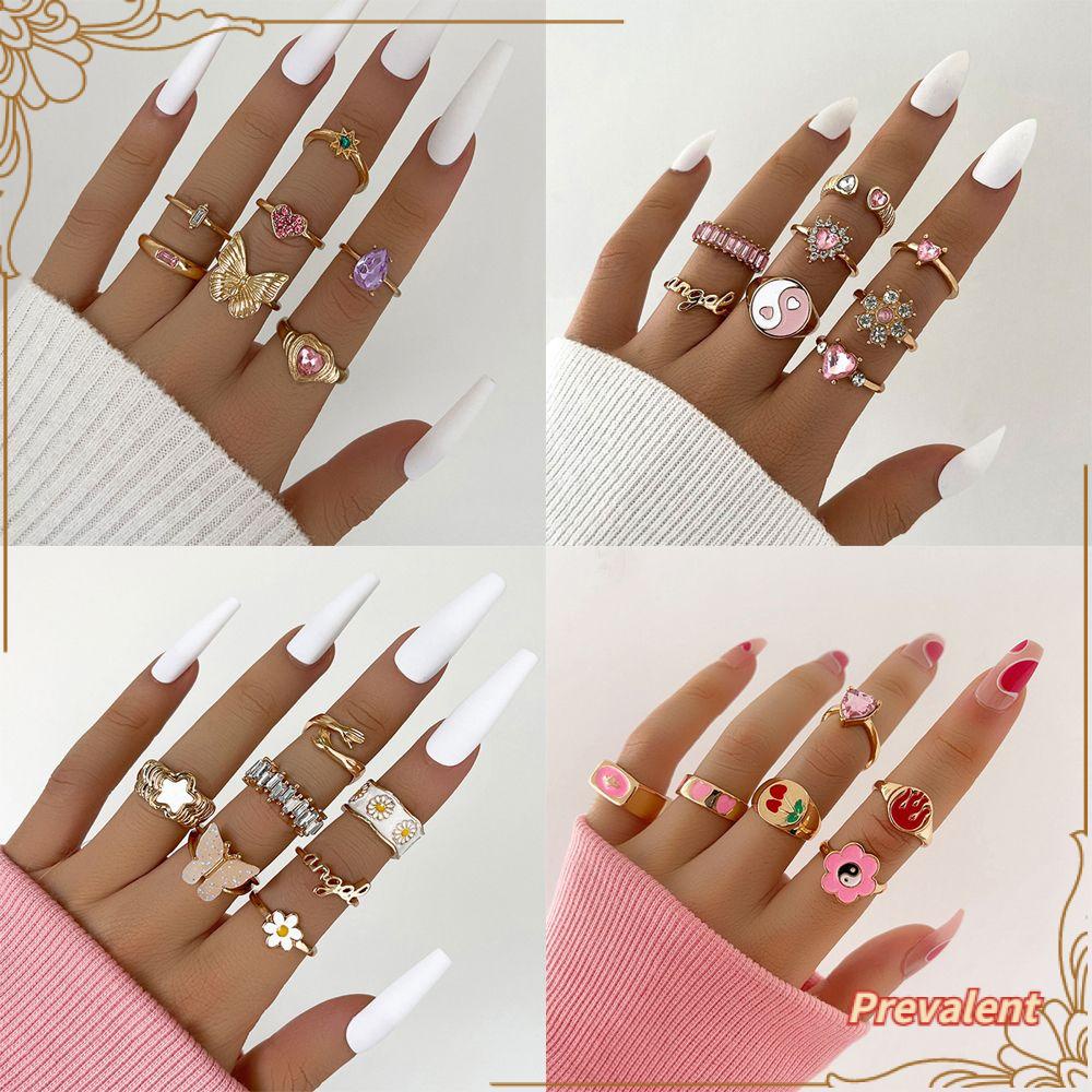 Set Cincin PREVA Perhiasan Baru Hati Kristal