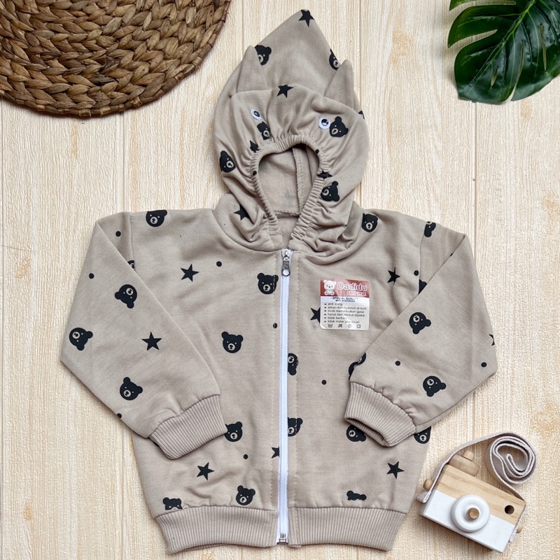 Jaket Bayi DADIDU STAR BEAR Bahan Sweater Mantel Bayi Hangat Kupluk Kuping Anak Usia 0-18 Bulan Faw Babyshop