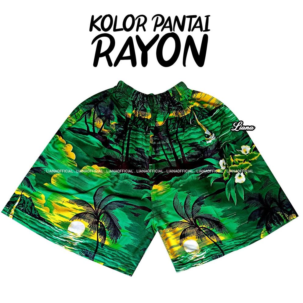 Celana Pendek Wanita Jumbo Cewek Santai Katun Kolor Cewek Motif Pantai Bali ◦ BIM.22De22ᴱ
