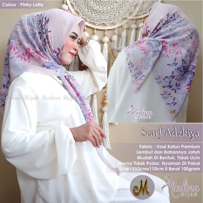 scarf hijab adzkiya bahan voal ori by medina