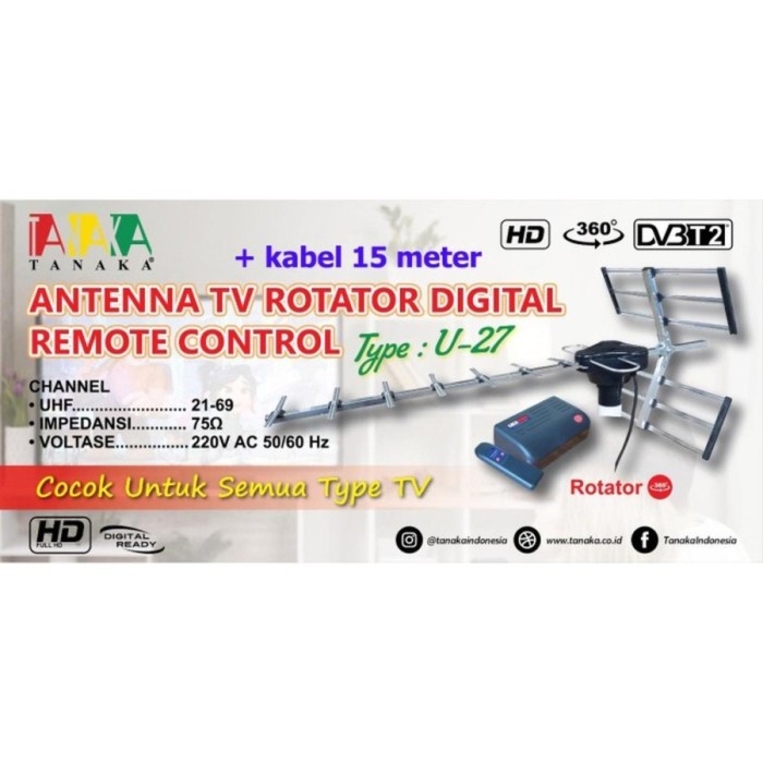 Ant Antena Digital Remote Tanaka U27 Plus Kabel