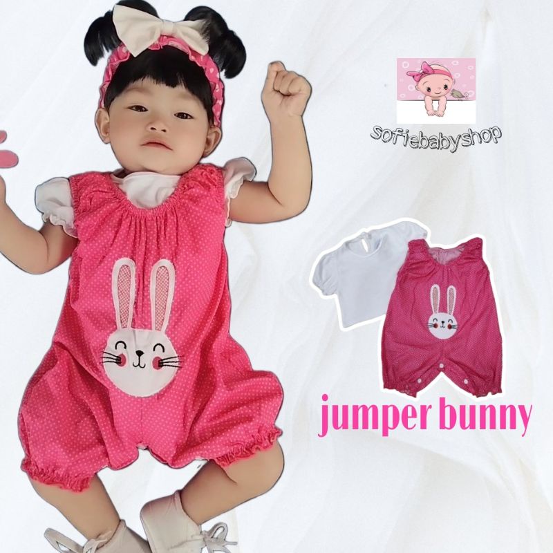 Baju bayi perempuan Stelan Jumpsuit bunny