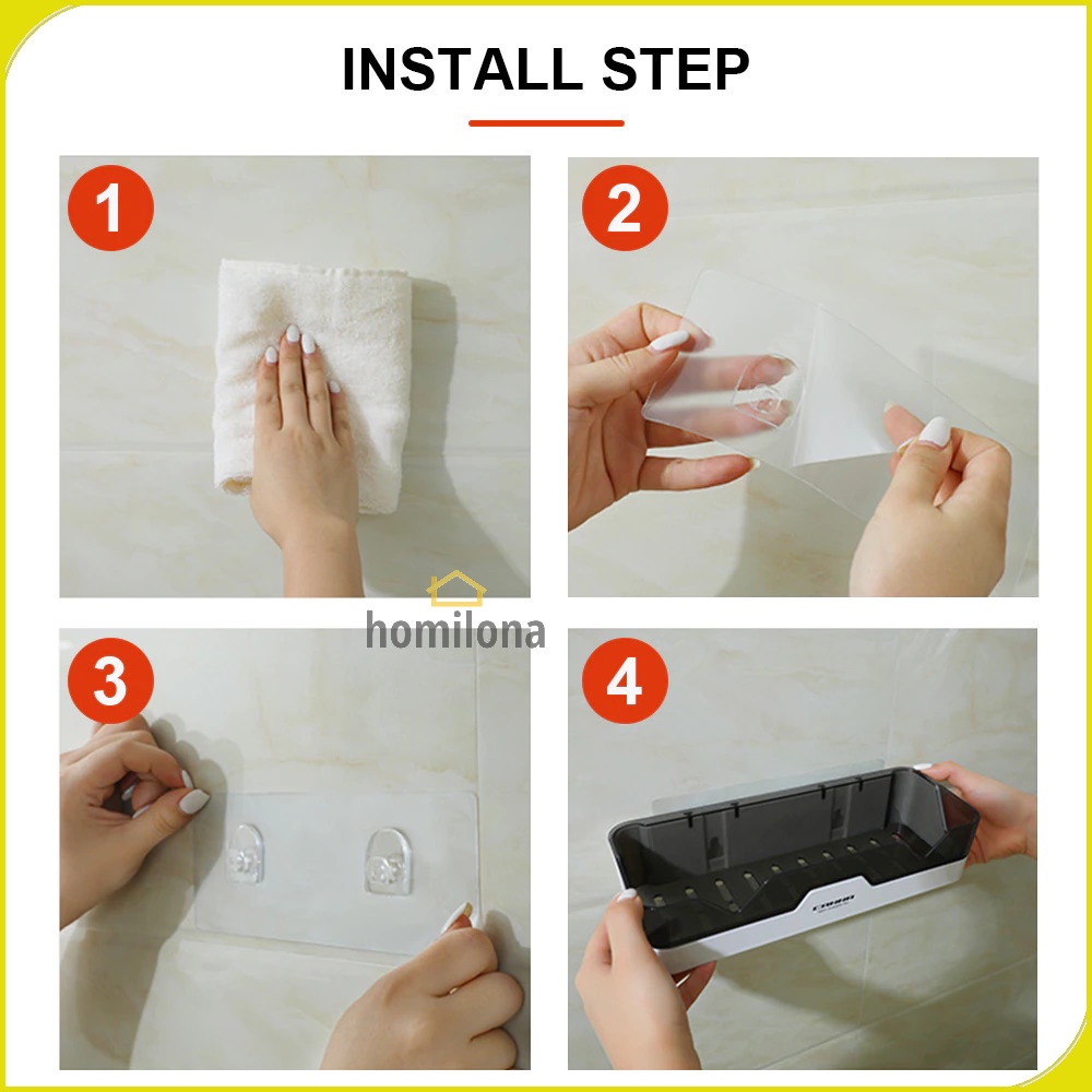 Hoomall Rak Gantung Kamar Mandi Organizer Storage Rack E1924 Black