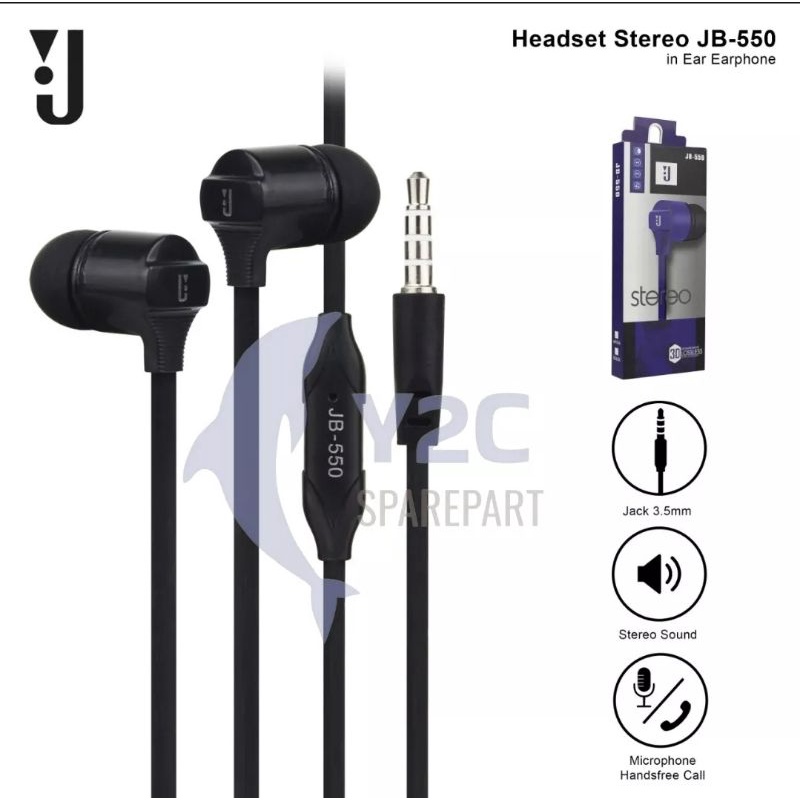 HEADSET MEGABASS JB555 / JB550 XTRABASS EARPHONE NEW OEM