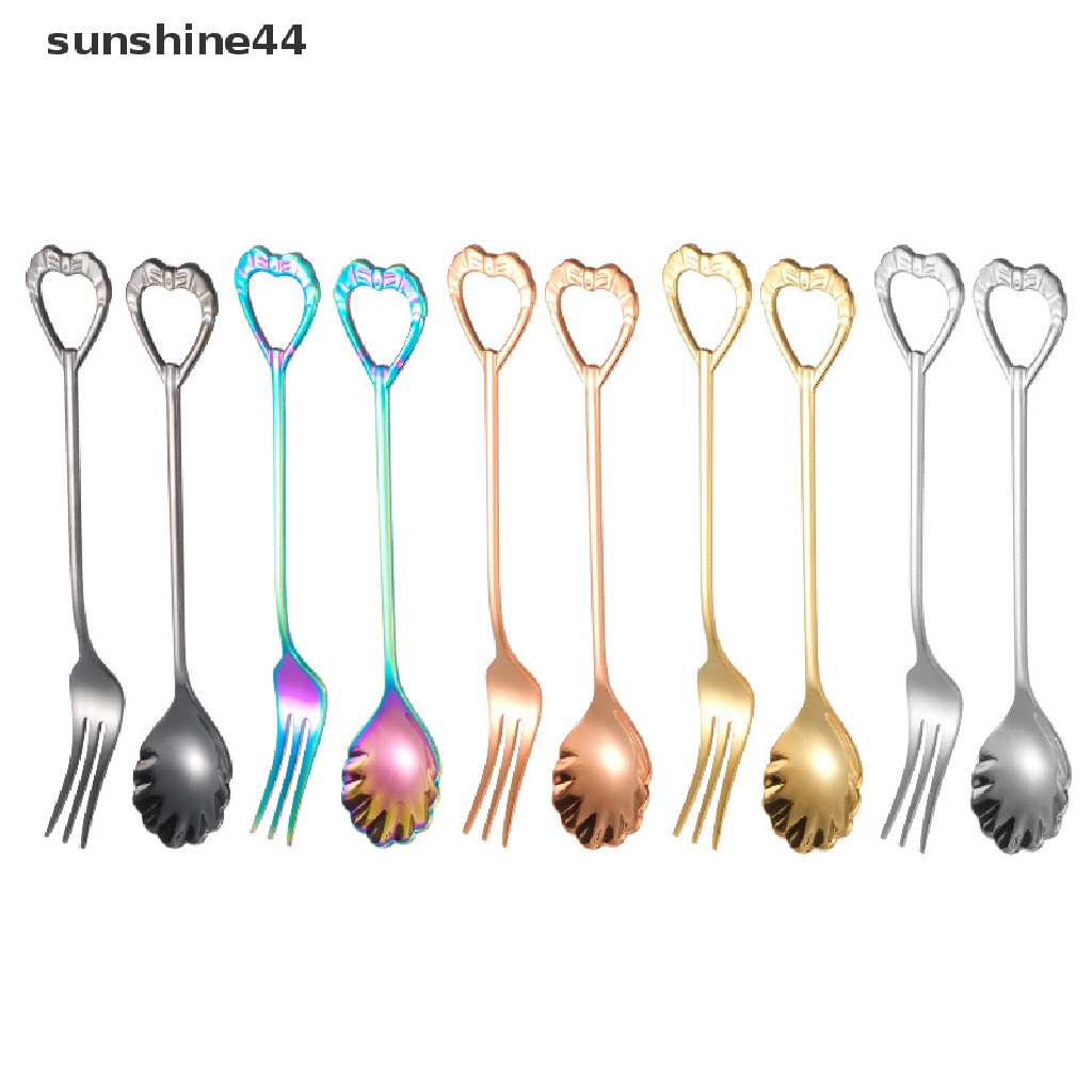 Sunshine Stainless Steel Shell Shape Spoon Fork Sendok Teh Sendok Kopi Sendok Dessert.