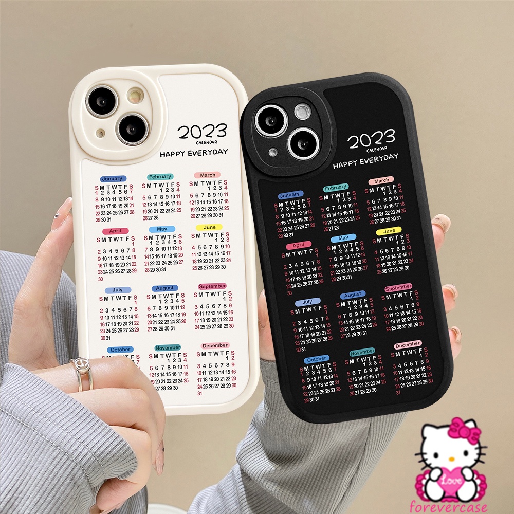 Case Kalender 2023 Untuk Iphone 13 14 12 11 Pro Max Xr X Xs Max 78 Plus 6 6S Se 2020pasangan Matte Square Phone Back Cover