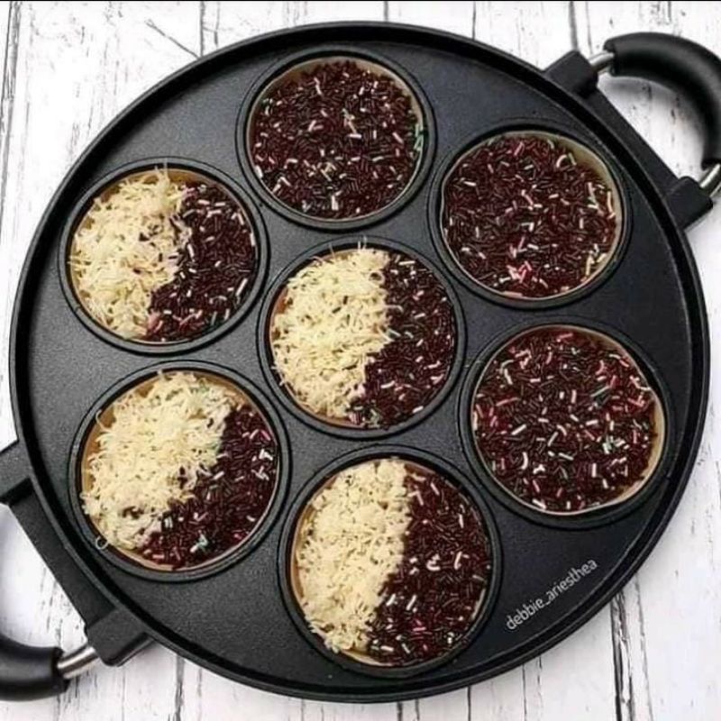 02 Cod - pku panci cetakan martabak  mini 7 lubang tutup kaca snack maker cake pan dorayaki pukis ta
