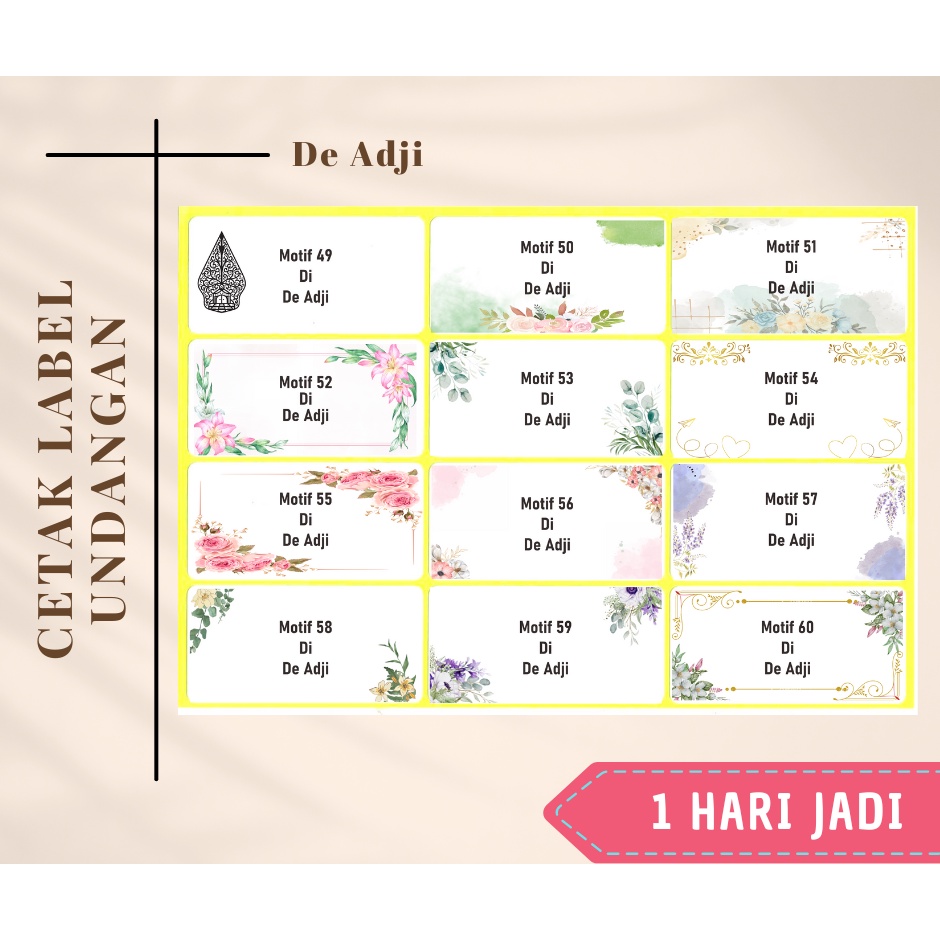 Cetak Label Nama Tamu Undangan Pernikahan Sunatan / Print Label 103 untuk Undangan