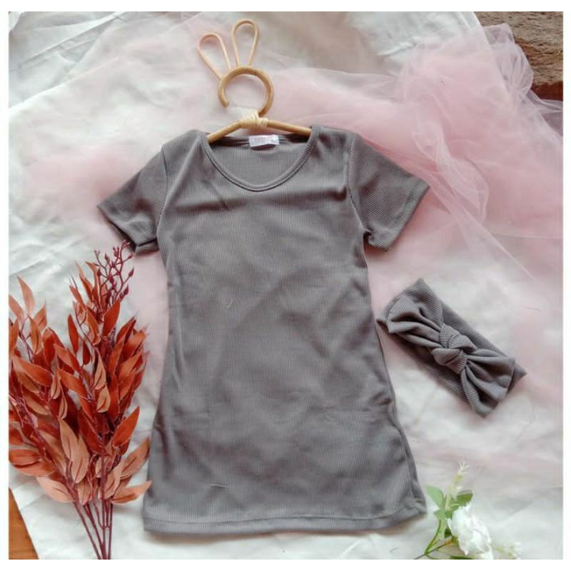 SHEILA DRESS//DRESS KAOS RIB FREE BANDO//DRESS ANAK PEREMPUAN