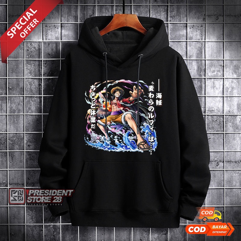 Hoodie Jumper Anime Terbaru One Piece Luffy - Sweater Dewasa dan Remaja Kekinian bahan tebal ukuran M L XL XXL populer