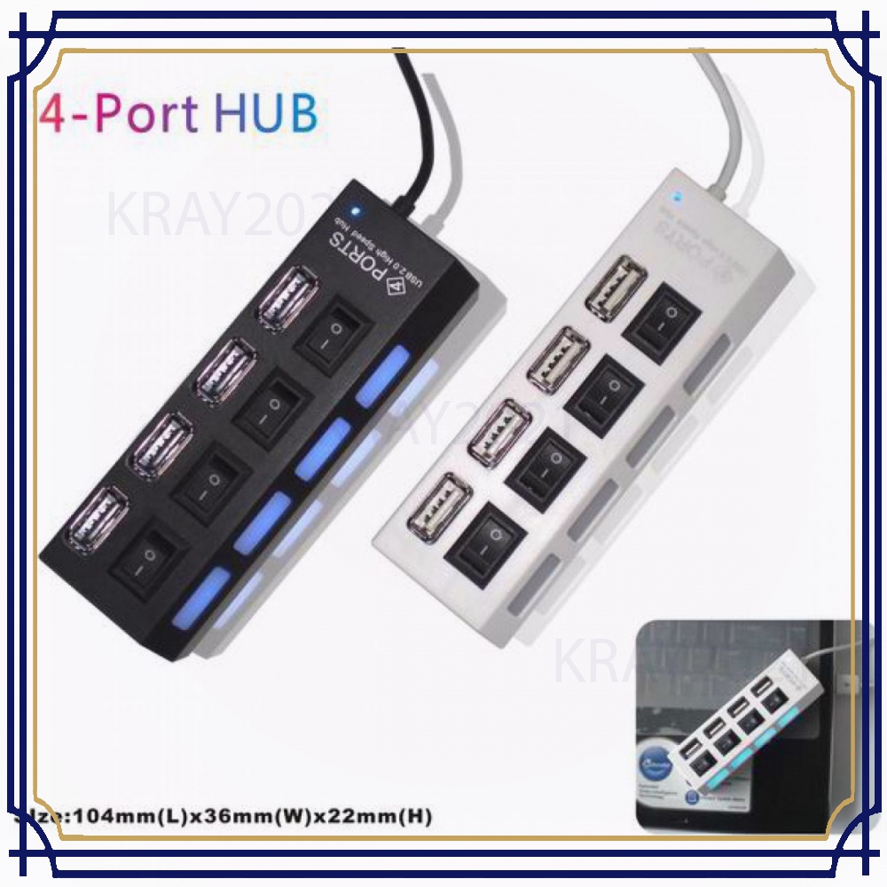 HUB USB 2.0 4 Ports With Independent ON OFF Switch -HB874