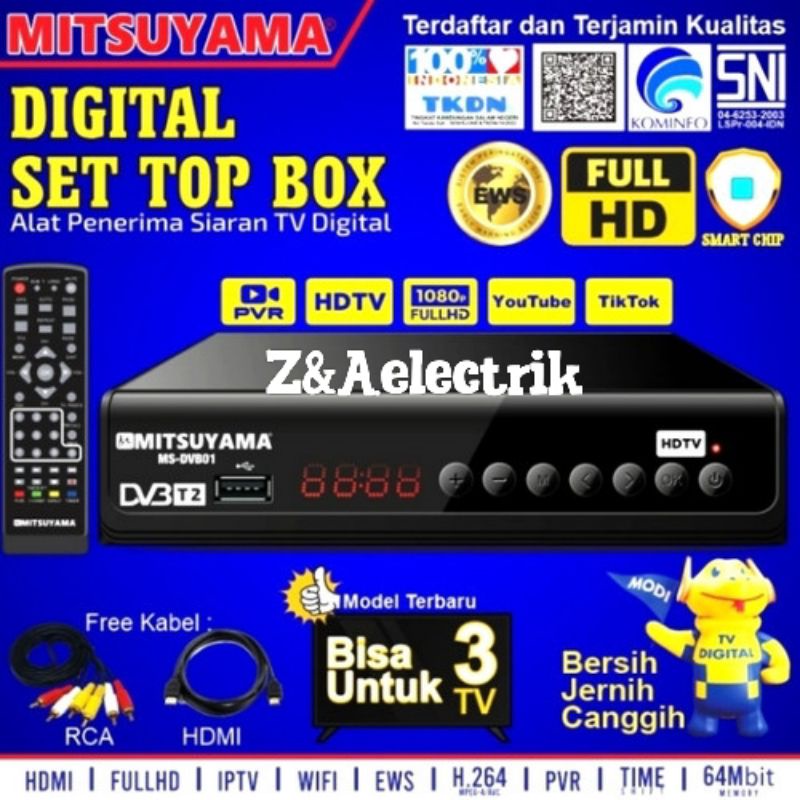 Set Top Box MITSUYAMA FREE Kabel HDMI Alat Penerima Siaran TV Digital