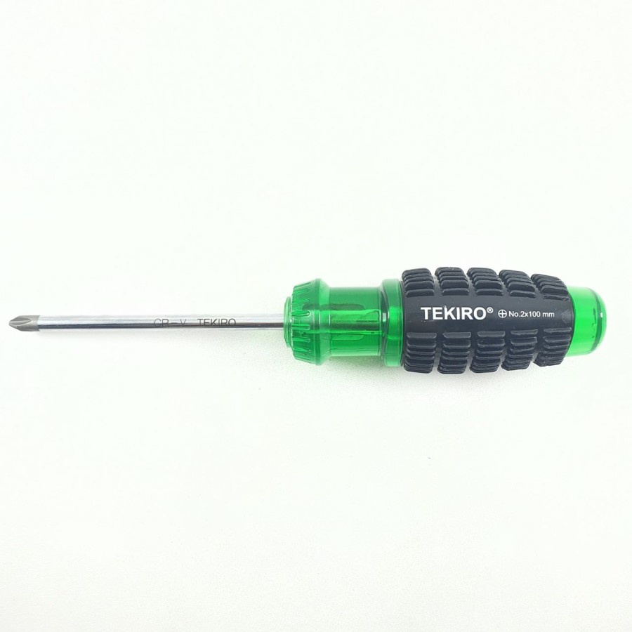 Obeng Plus Tekiro 4 Inch 4&quot; Gagang Karet Ph2x100mm Screwdriver Kembang