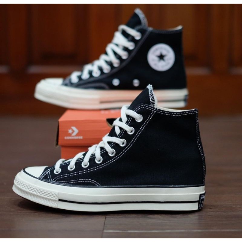 (COD) Converse 70S HI Black White Egret 100% Original Sneakers Casual Pria Wanita Sepatu Murah