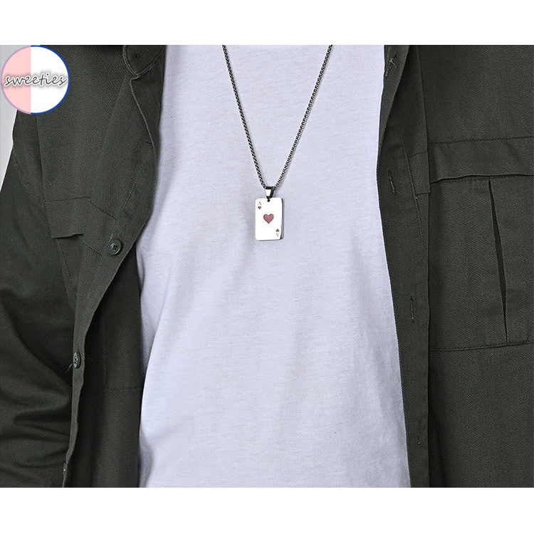 Woman fashion retro hip-hop poker spades A pendant Kalung Pecinta Pasangan Hadiah Hari Valentine