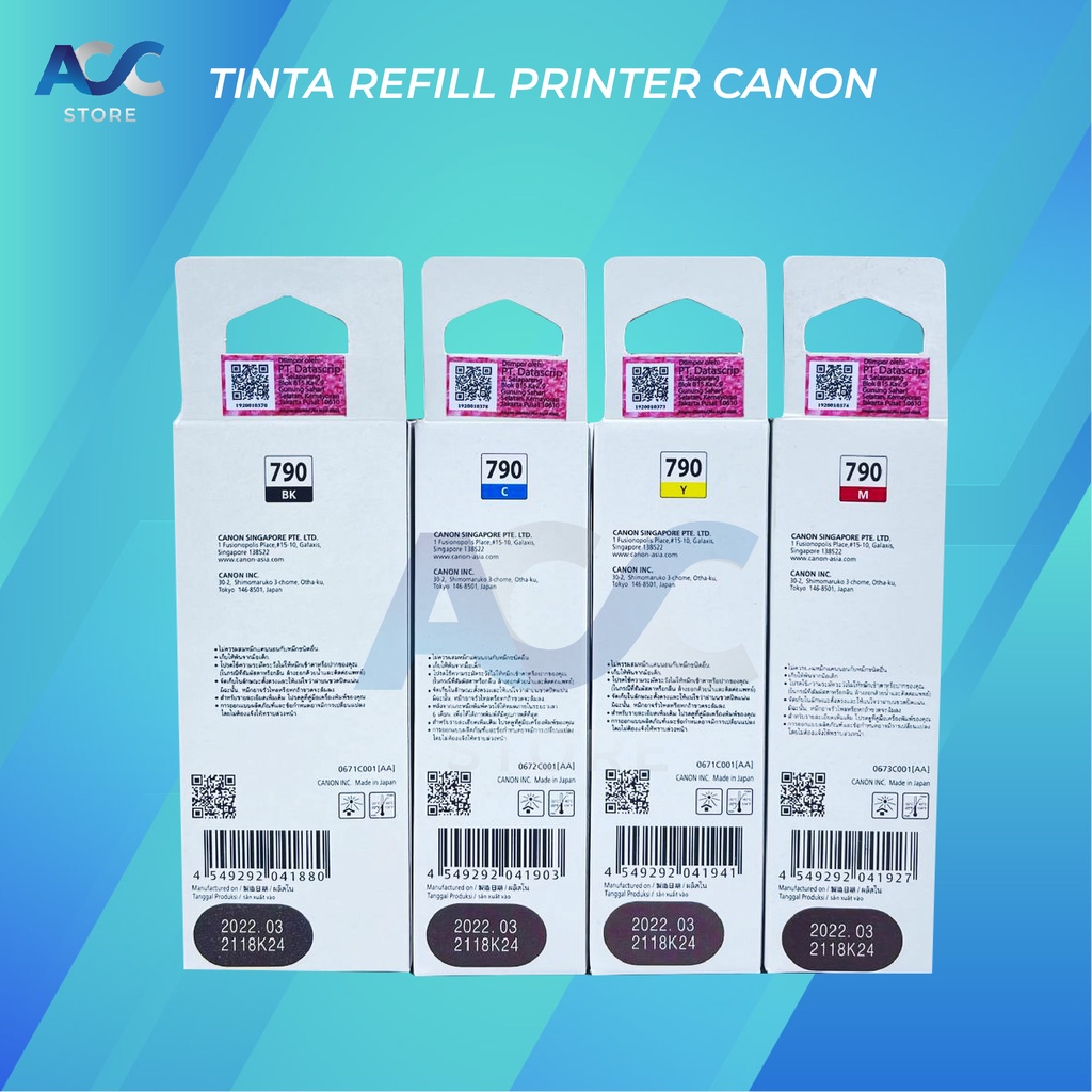 1 SET 4 PCS Tinta Canon Gi 790 Isi Ulang Printer G1000 G1010 G2000 G2002 G2010 G3000