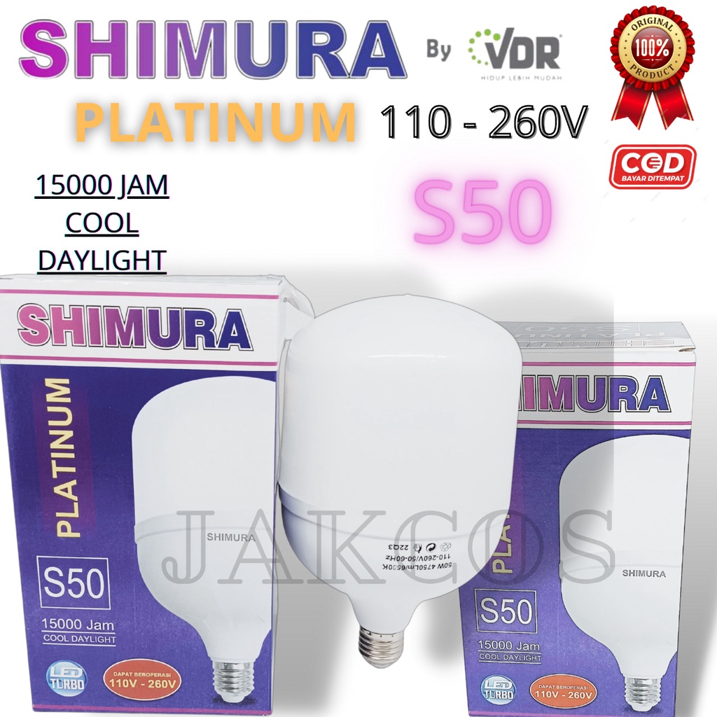 Bohlam SHIMURA PLATINUM Lampu LED 40 Watt  50 Watt 60 Watt Cahaya Putih Lumen