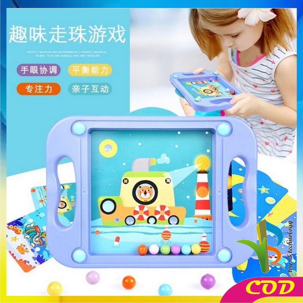 RB-M49 M168 Mainan Anak Papan Keseimbangan Bola Kelereng 10PCS Kartu Background Marble Balance Game