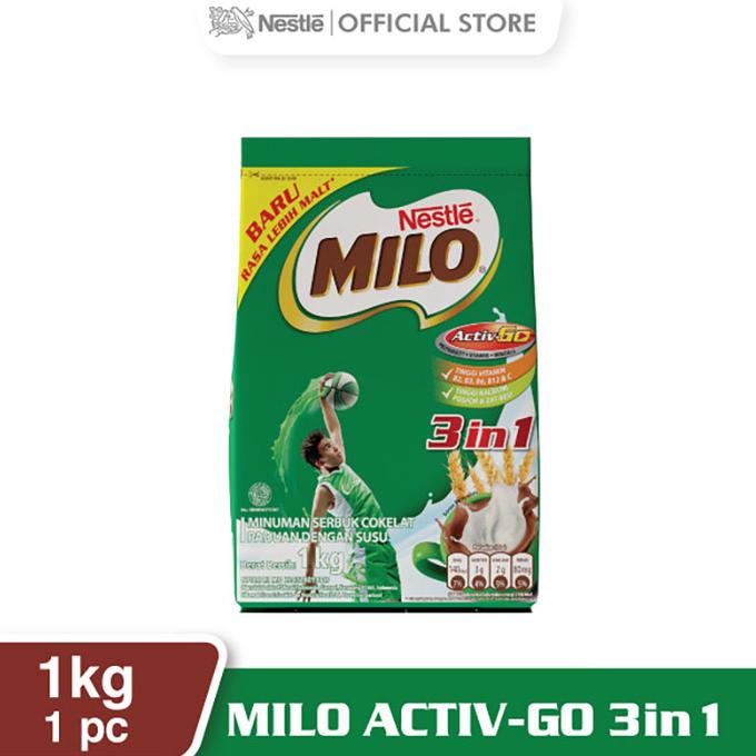 

MILO ACTIV-GO 3 IN 1 Pouch 1 Kg TERLARIS TERPERCAYA ORIGINAL