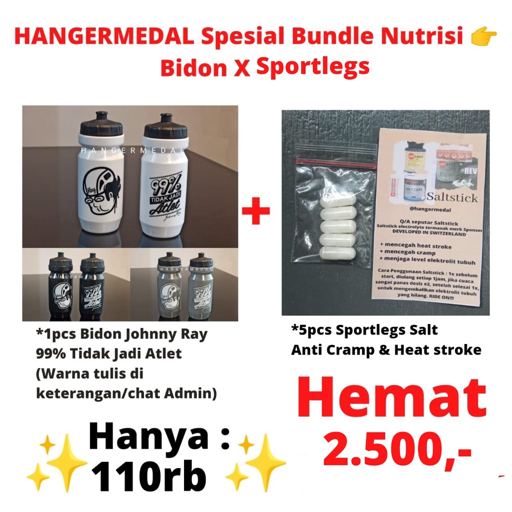 Hangermedal Spesial Bundle Paket Nutrisi  Bidon Johnny Ray X Sportlegs