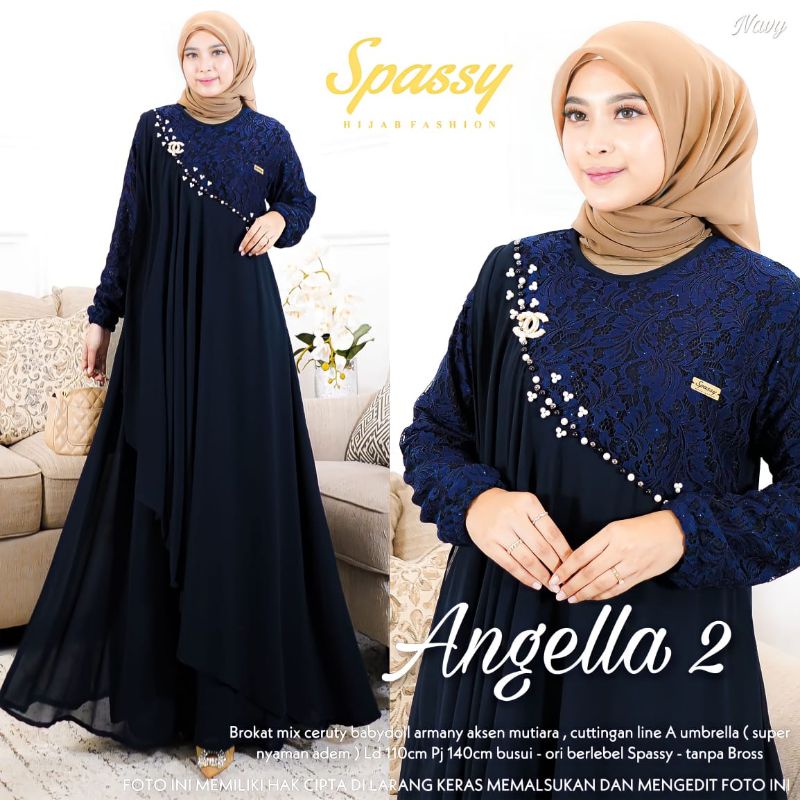 Anggella 2 dress - brokat mix ceruty babydoll Ld 110 cm pj 140 cm  all size  original berlabel Spass
