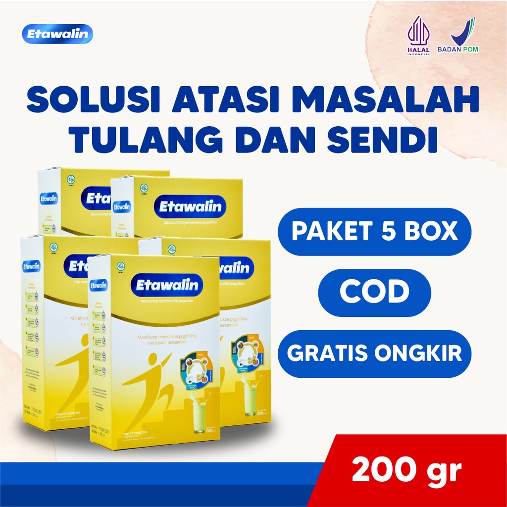 ETAWALIN ORIGINAL 5 BOX Susu Kambing Etawa Tingkatkan Kepadatan Tulang Isi 200 gram [60%]