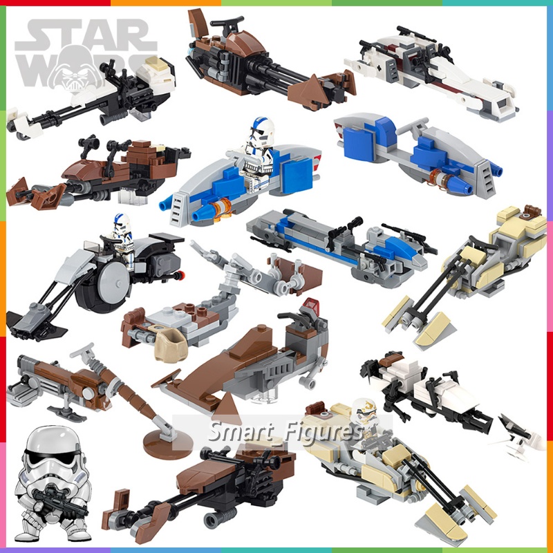 Moc Creative Series Star Wars Speeder Bike BARC Speeder Patrol Speeder Sepeda Swift Speeder Sepeda Angka Mini