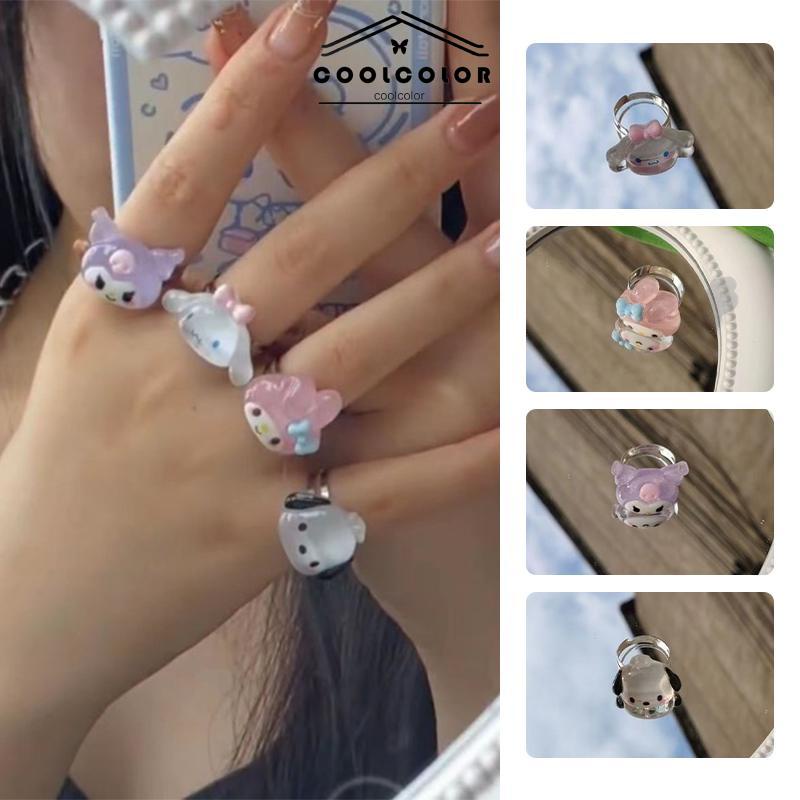 COD❤️Cincin Kuromi Melody Adjustable Resin Retro Gaya Untuk Wanita- cl