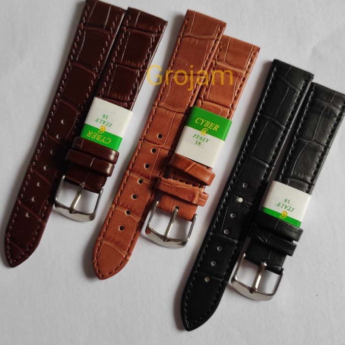 Jual Tali Strap Jam Tangan Kulit Motif Cyber 18 20 22 24mm Hitam Coklat
