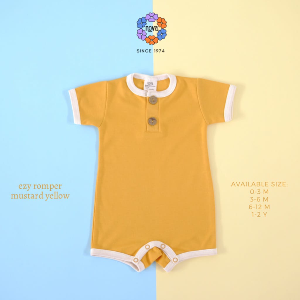 Nova Ezy Romper Bayi Polos Series 0-2 Tahun Baju Kodok Bayi Newborn Jumper Anak Unisex