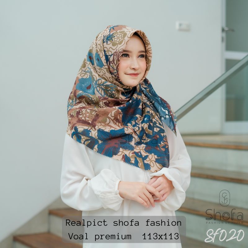 (SF020)HIJAB SEGI EMPAT MOTIP JILBAB SEGIEMPAT VOAL MOTIP SHOFA
