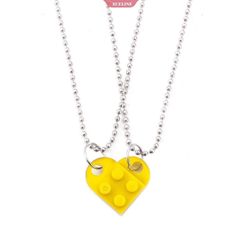 2 Pcs Cinta Lucu Bata lego Liontin Kalung Pasangan Persahabatan Wanita Pria Gadis Cowok Elemen Hadiah Hari Valentine [ZXL]