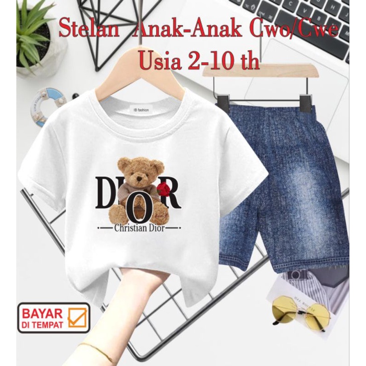 ((IB))SETELAN ANAK UNISEX SEMI JEANS/BEAR DIGITAL SABLON