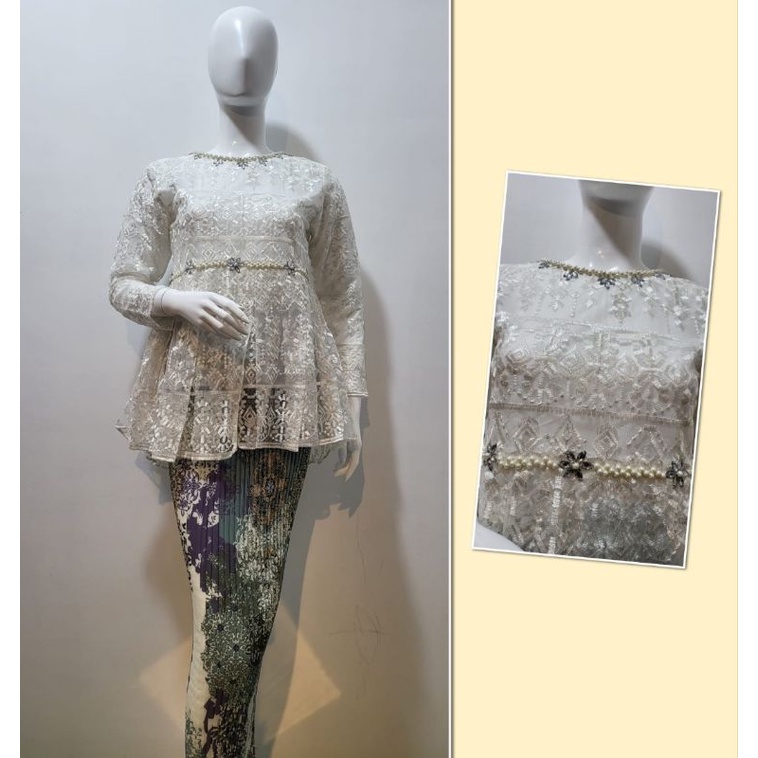 set kebaya modern brokat tulle ocean 2 / kebaya kartini / kebaya muslim / kebaya pesta