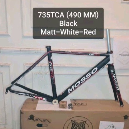 Frame Roadbike Mosso 735TCA Size 490mm Warna Hitam Merah . Rangka Sepeda Balap Road Bike 735 TCA Size Ukuran 49cm 490 mm Alloy 7005