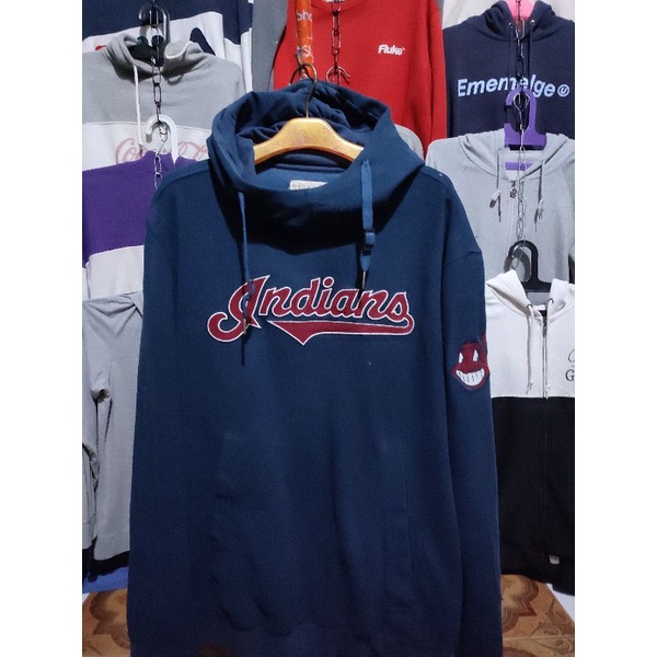 Hoodie biru MLB vintage bordir full tag second original