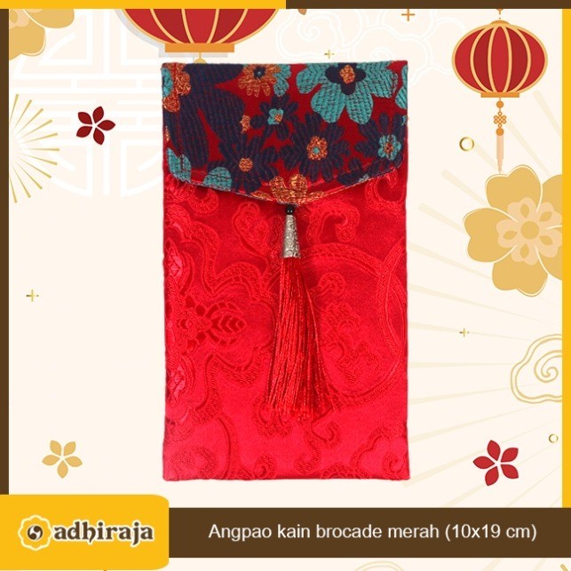 

Angpao Angpau Amplop Imlek Merah Kain Brocade Brokat Chinese New Year