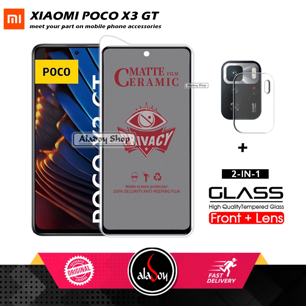 PAKET 2IN1 Anti Gores Privacy Xiaomi Poco X3 GT + Tempered Glass Kamera