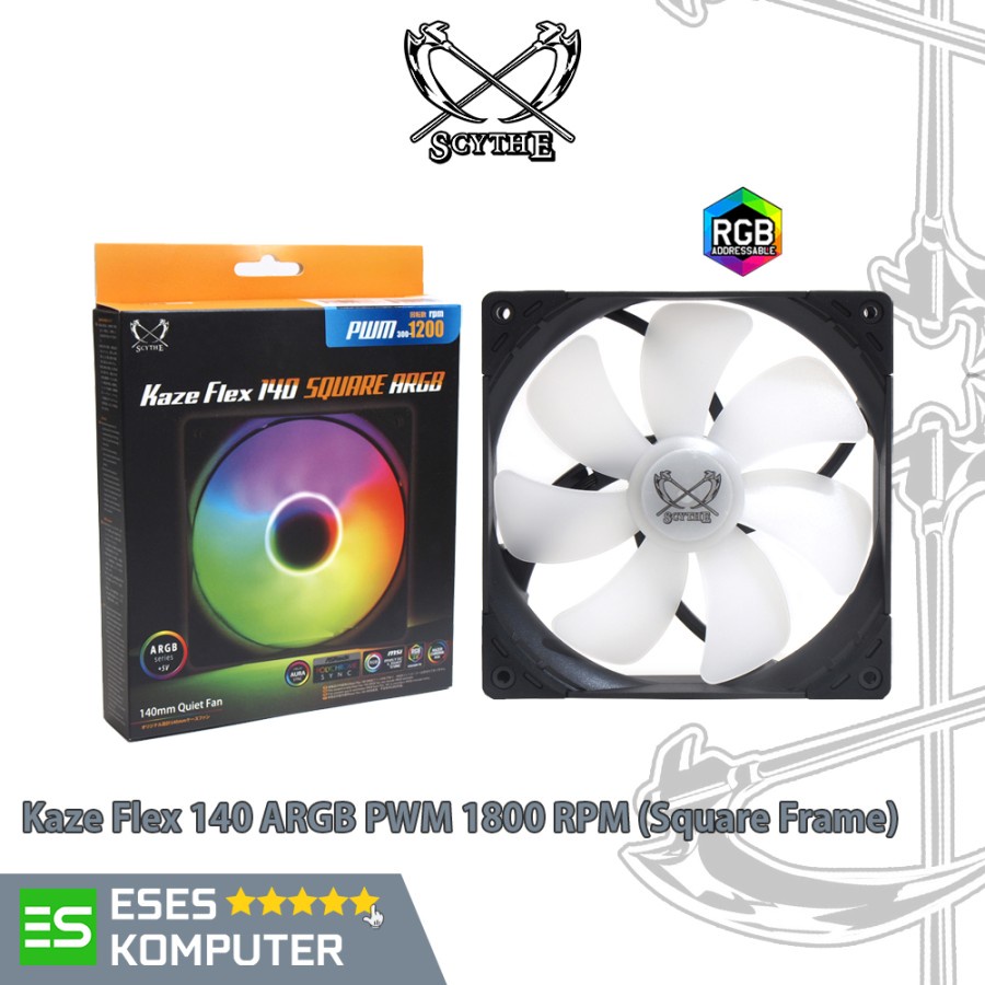 Fan Scythe Kaze Flex 140 ARGB PWM 1800 RPM | Square Frame | 140mm