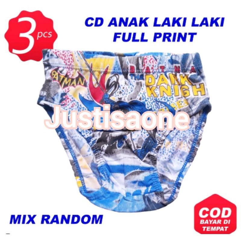3 Pcs CD Anak Anak Fullprint | celana dalam anak laki laki | kids underwear