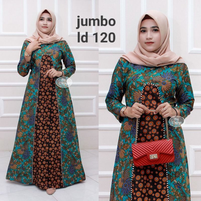 gamis batik jumbo muslimah/gamis batik kombinasi