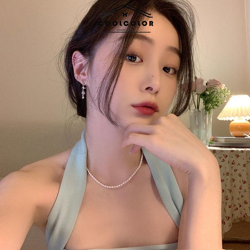 COD❤️S925 Anting Rumbai Kupu-kupu Asimetris Perak Desain Mewah Anting Premium Sense- cl