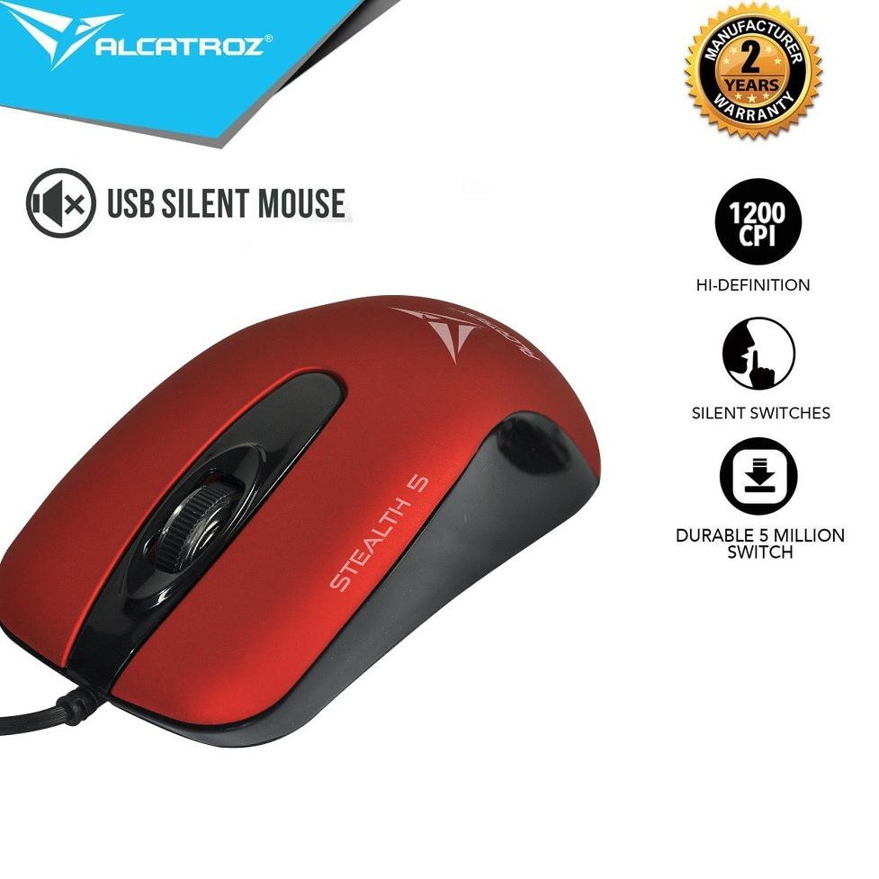HOT ITEM 9721 Alcatroz Silent Mouse Wired Stealth 5 [ 2 Tahun Garansi Resmi ][ Product Of Singapore]