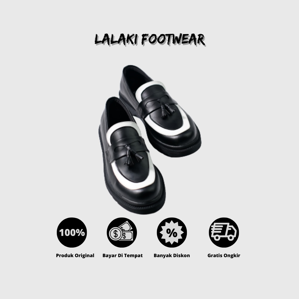 Xcloud x LALAKI Sepatu SlipOn Docmart Casual Pria RAFFI Black