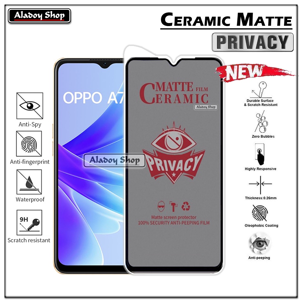 Tempered Glass Anti SPY Oppo A77 4G/A77S Anti Gores Privacy + Tempered Glass kamera dan Skin Carbon