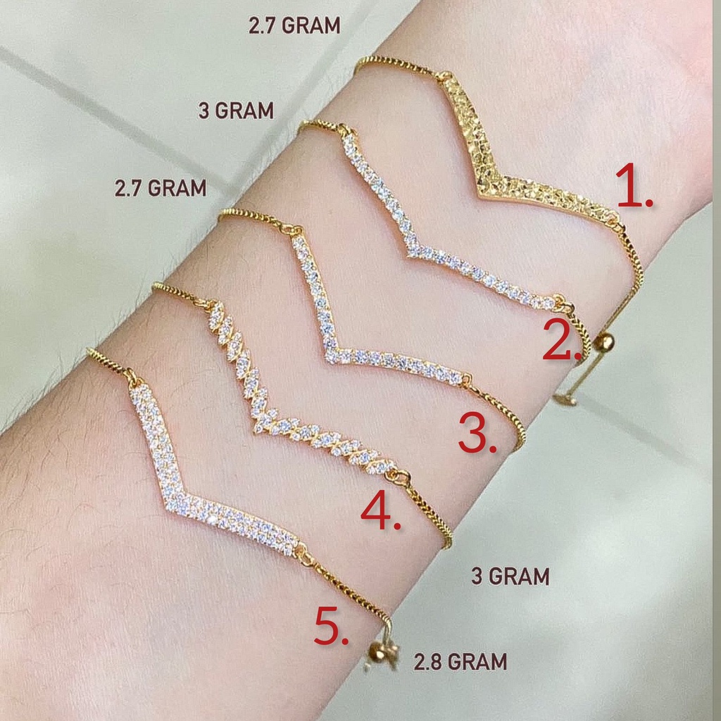 Gelang tangan SERUT anak dan dewasa emas asli kadar 700 70 16k V Fuji Aurel branded cartie rantai adjustable permata